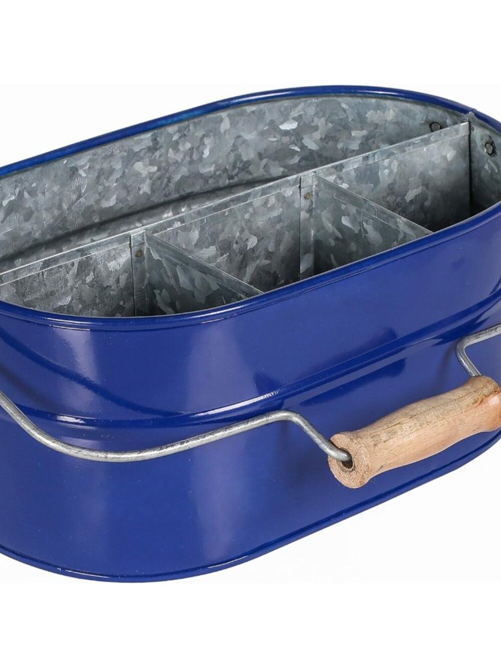 4 -Section Galvanized Utensil Silverware Caddy - Farmhouse Organizer with 4 Comp